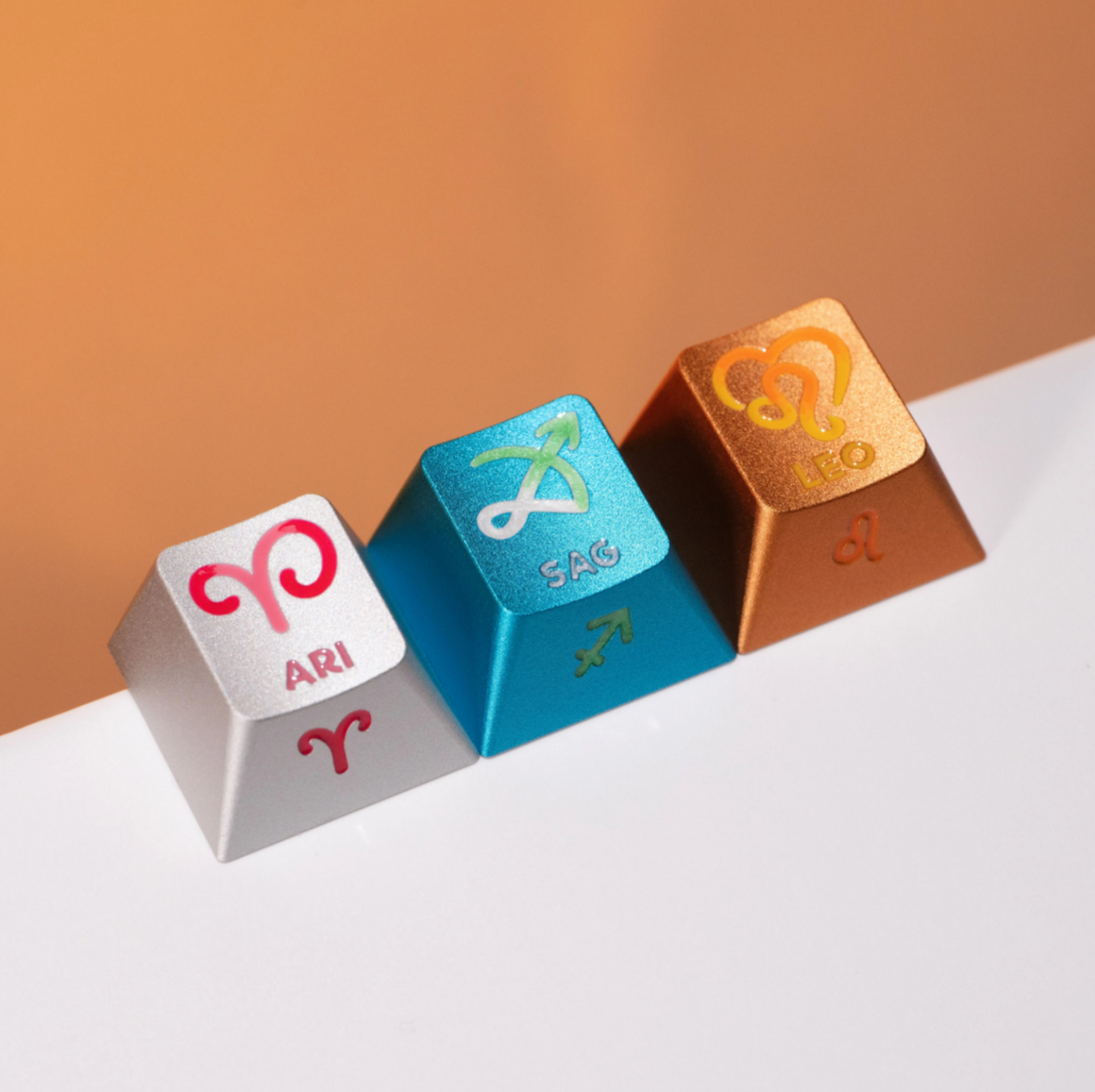 Twelve zodiac signs, aluminum alloy CNC metal anode personalized keycaps, mechanical keyboard decorative keycaps