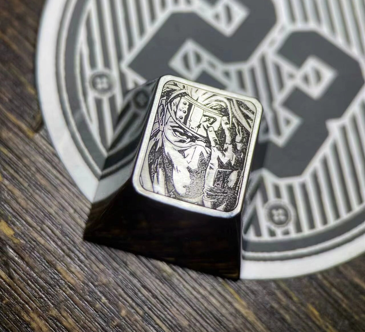NARUTO, Hatake Kakashi, titanium alloy 1U plain carving. Mechanical keyboard keycaps.