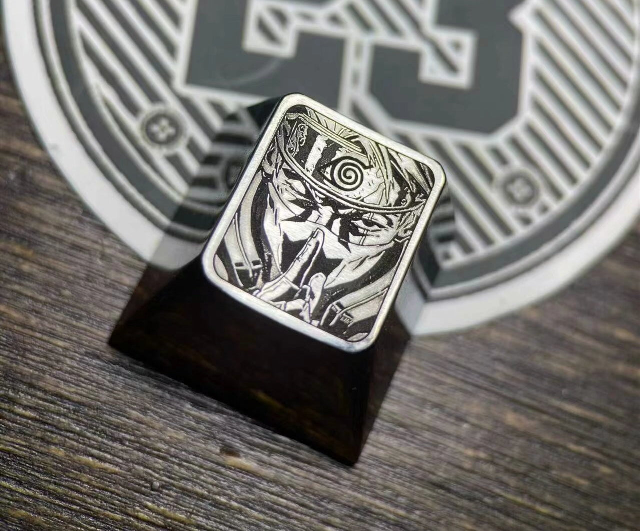 NARUTO, Hatake Kakashi, titanium alloy 1U plain carving. Mechanical keyboard keycaps.