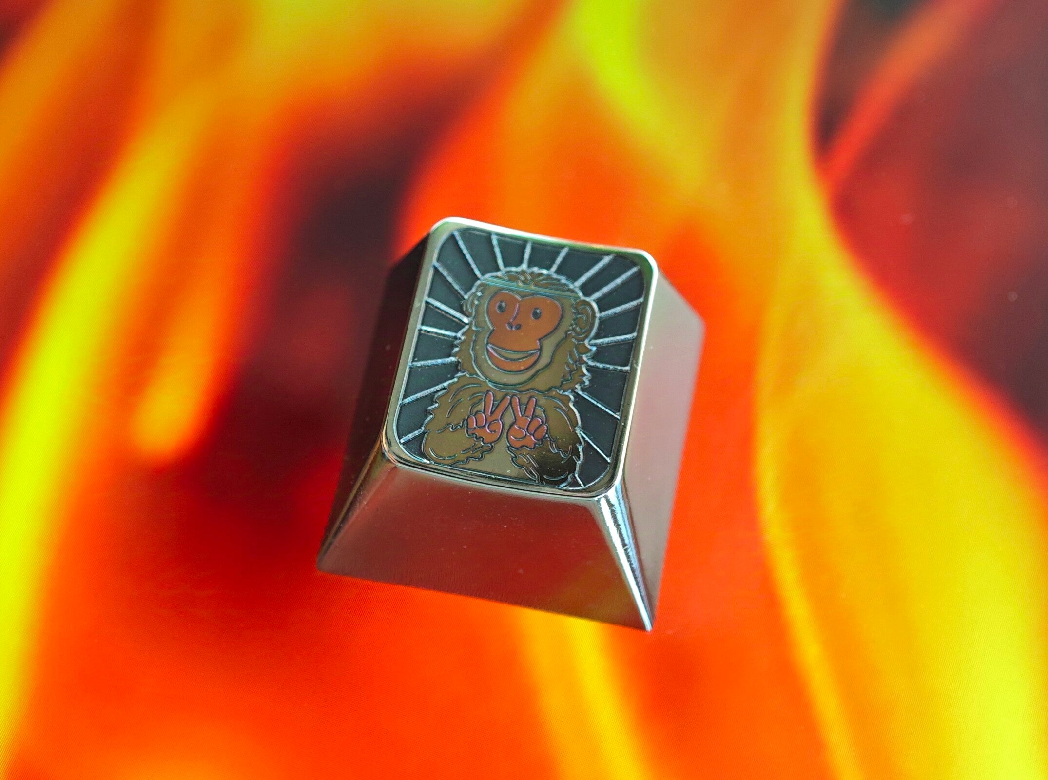Black monkey colored titanium alloy carved keycaps, mechanical keyboard decorative keycaps