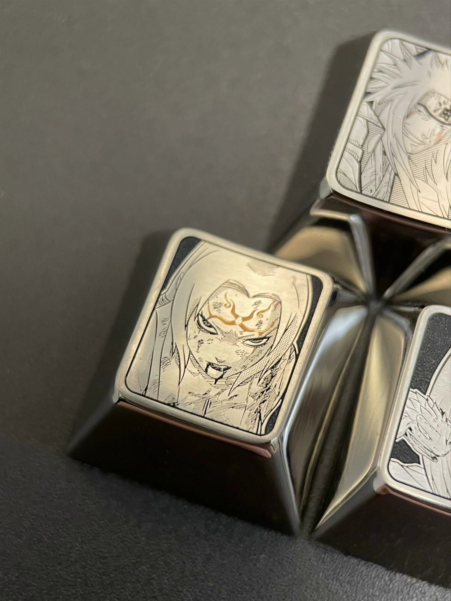 NARUTO , San Ren, Jiraiya,Tsunade,Orochimaru, Exquisite carved titanium alloy keycaps, personalized keycaps.