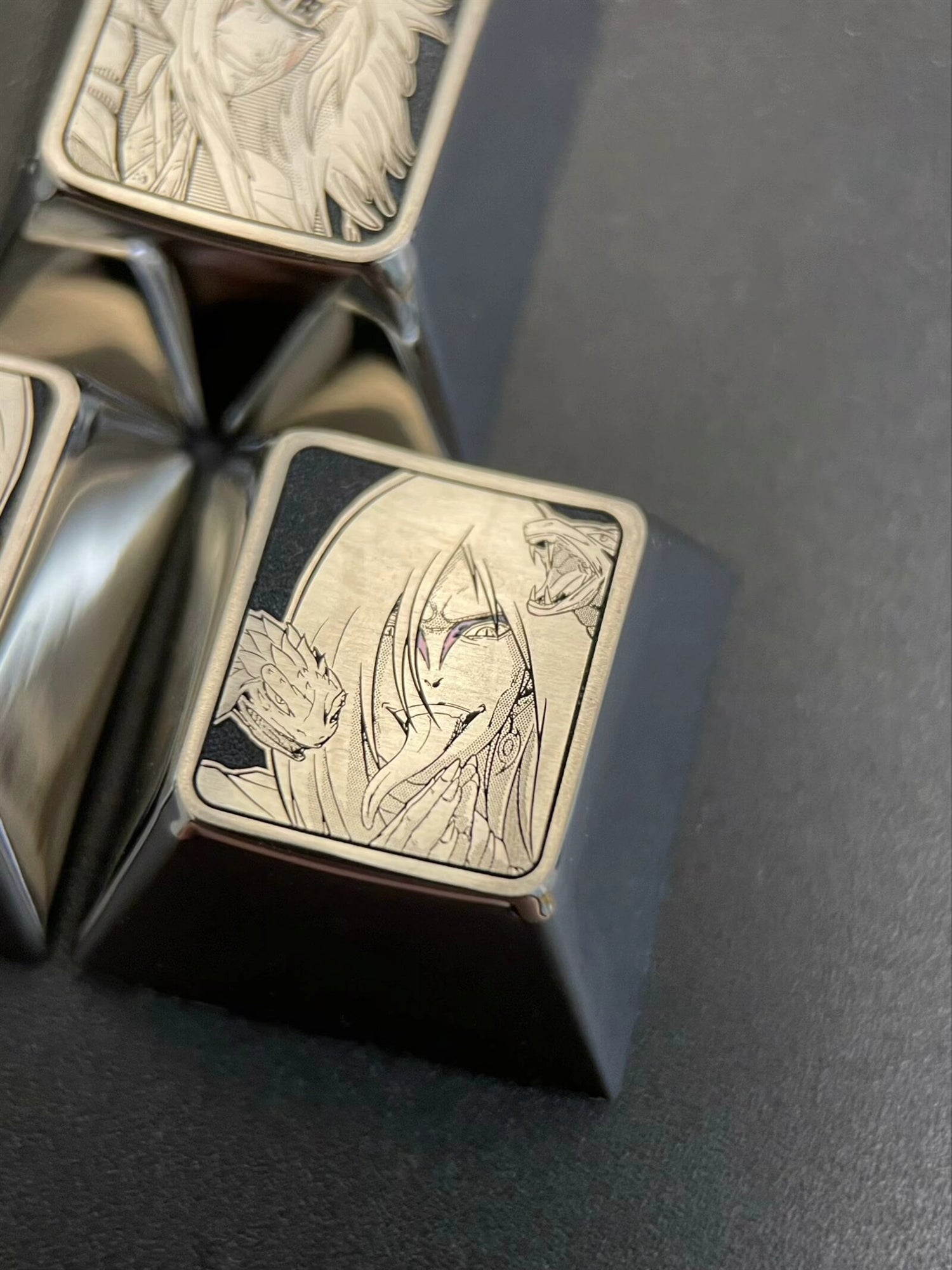 NARUTO , San Ren, Jiraiya,Tsunade,Orochimaru, Exquisite carved titanium alloy keycaps, personalized keycaps.
