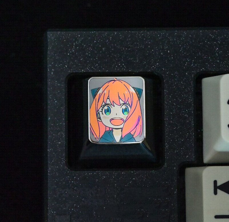 SPY × FAMILY, Anya Forger smiling/crying face, 1U titanium alloy carved keycaps, mechanical keyboard decorative keycaps, personalized keycaps