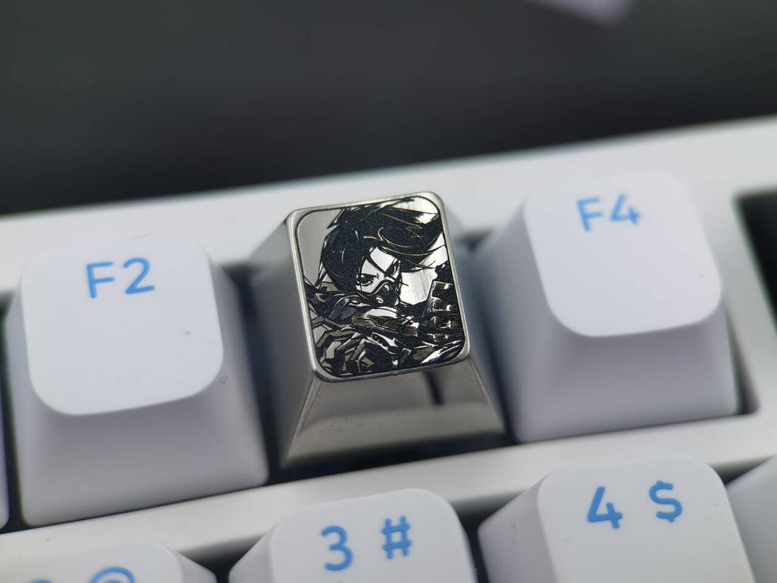 VALORANT, black and white plain carved titanium alloy keycaps, personalized metal keycaps, decorative keycaps