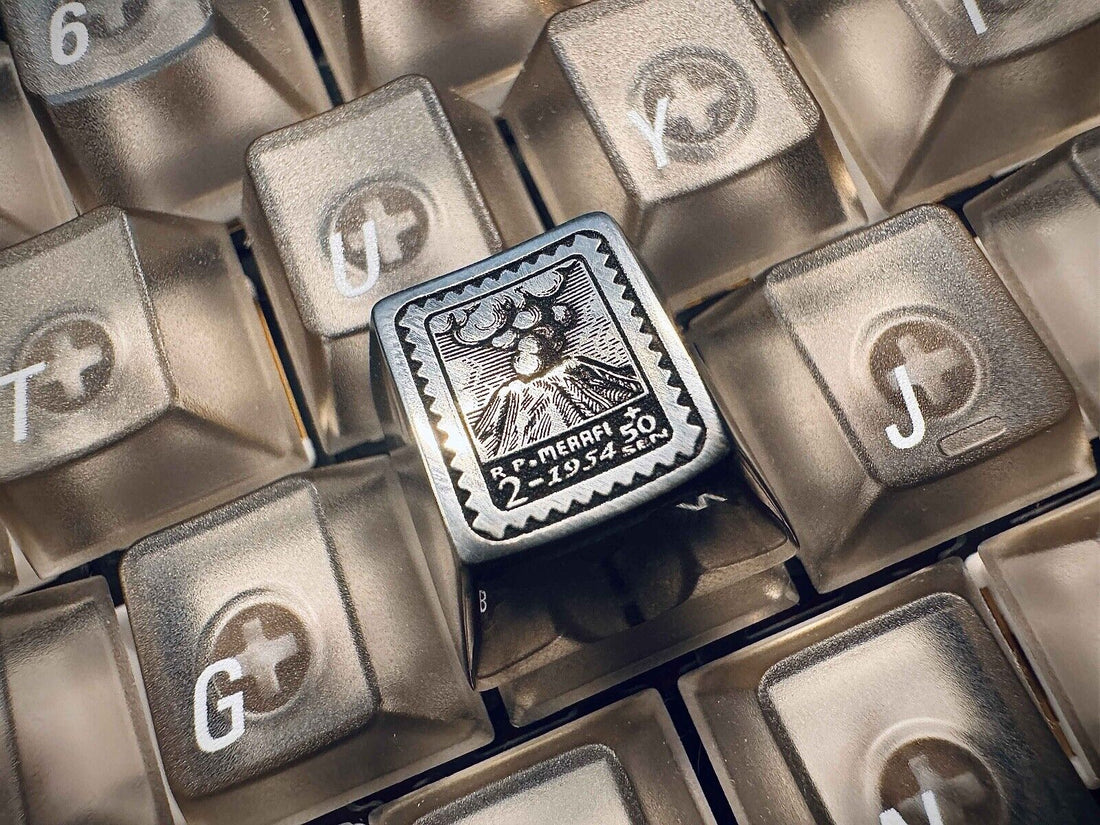 Volcanic eruption, stamp series personalized keycaps, titanium alloy keycaps, decorative keycaps
