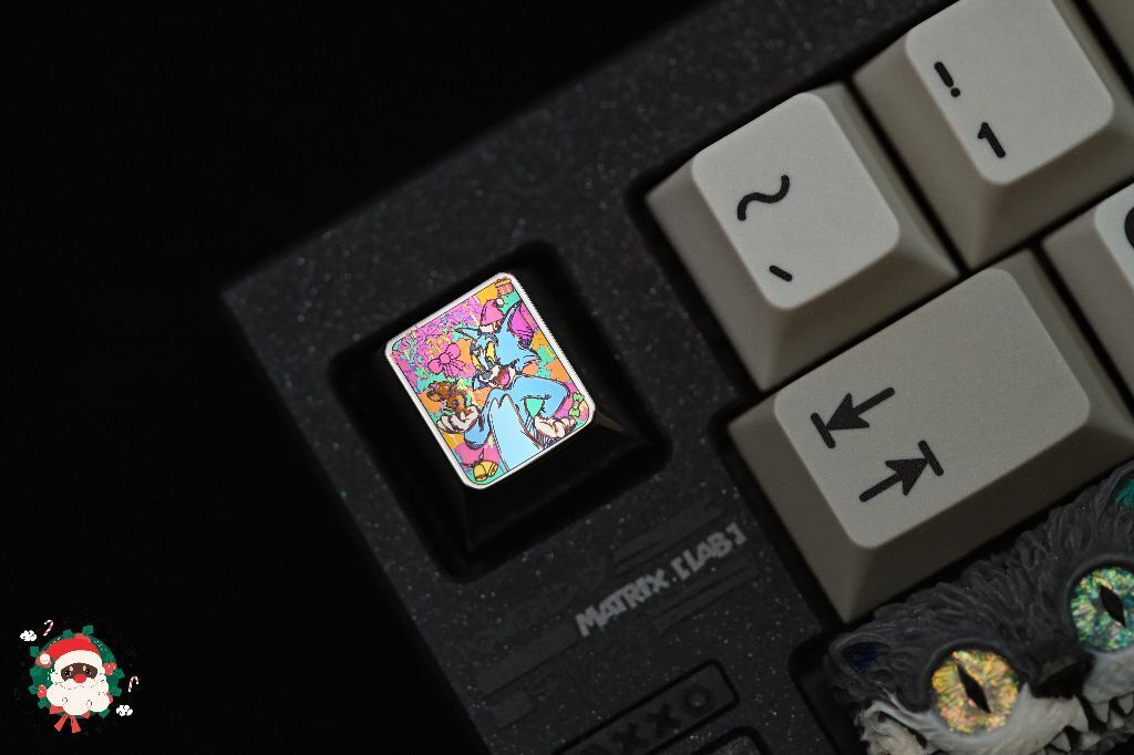 Tom and Jerry, Tom Crayon Comic Style, Titanium Alloy Carving Personalized Keycaps, Decorative Keycaps