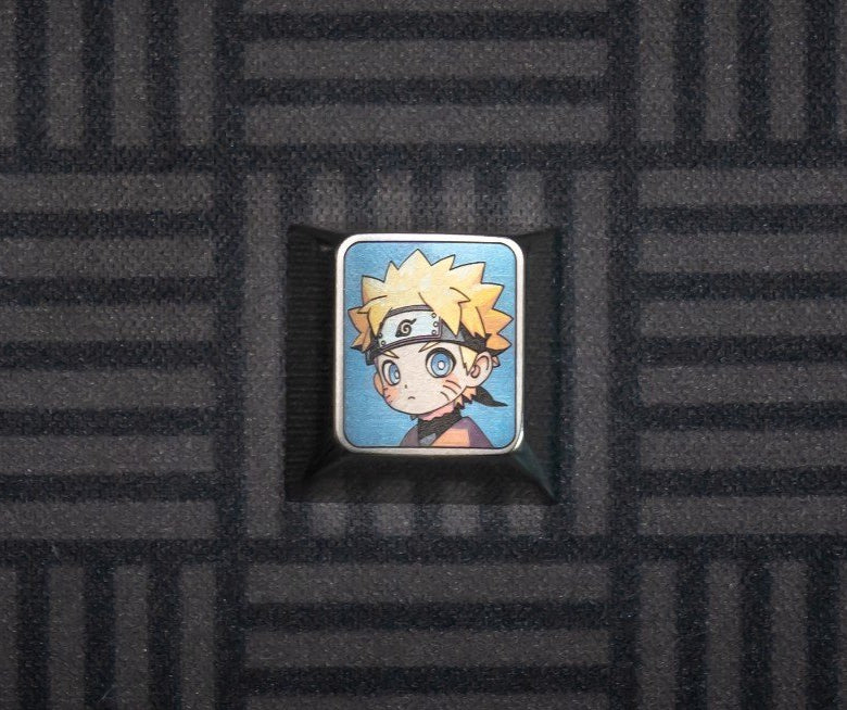 Naruto, cute version of Naruto, 1U titanium alloy metal personalized keycap, keyboard decorative keycap.