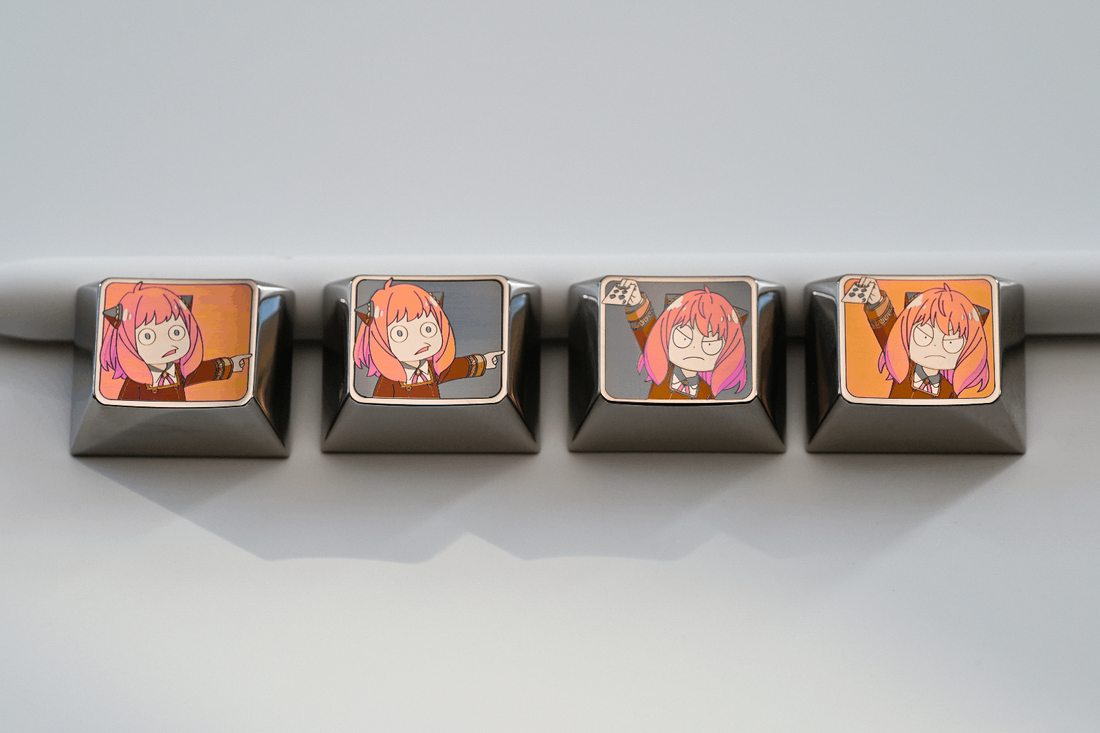SPY × FAMILY, Anya Forger two emoji anime titanium alloy 1.25U personalized keycaps, keyboard decorative keycaps.