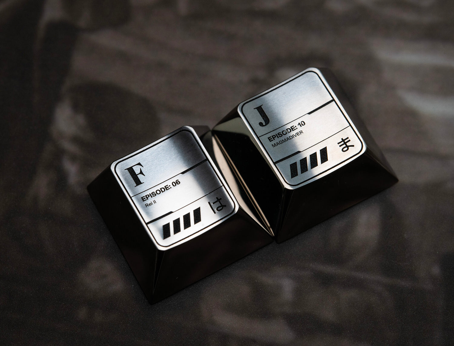 EVA theme, 26 letter key titanium alloy set, metal set personalized keycaps, anime themed keycaps.