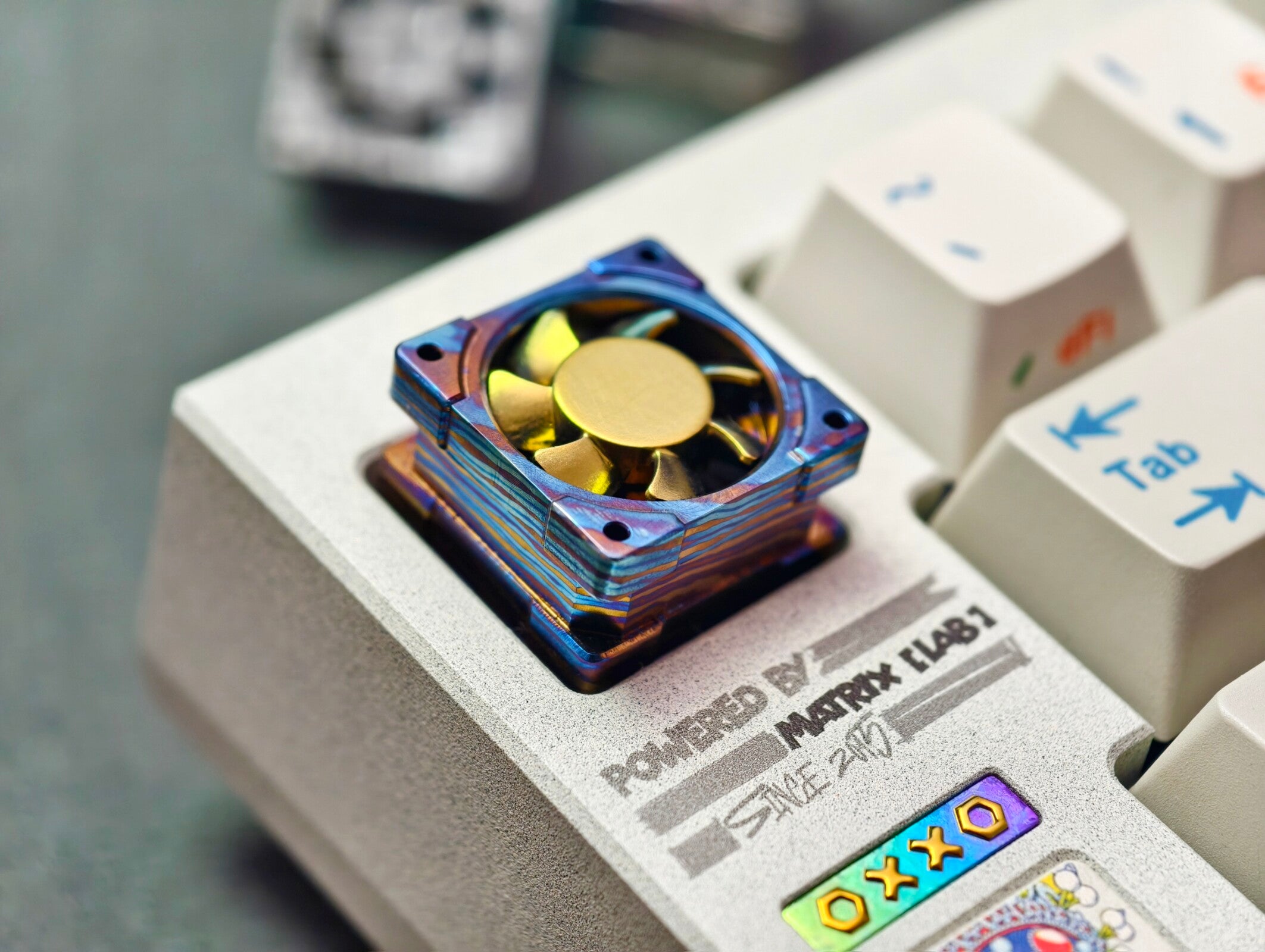 Titanium alloy EDC fan keycaps, titanium alloy movable fan blades, mechanical keyboard decorative keycaps, CNC metal processing customized keycaps