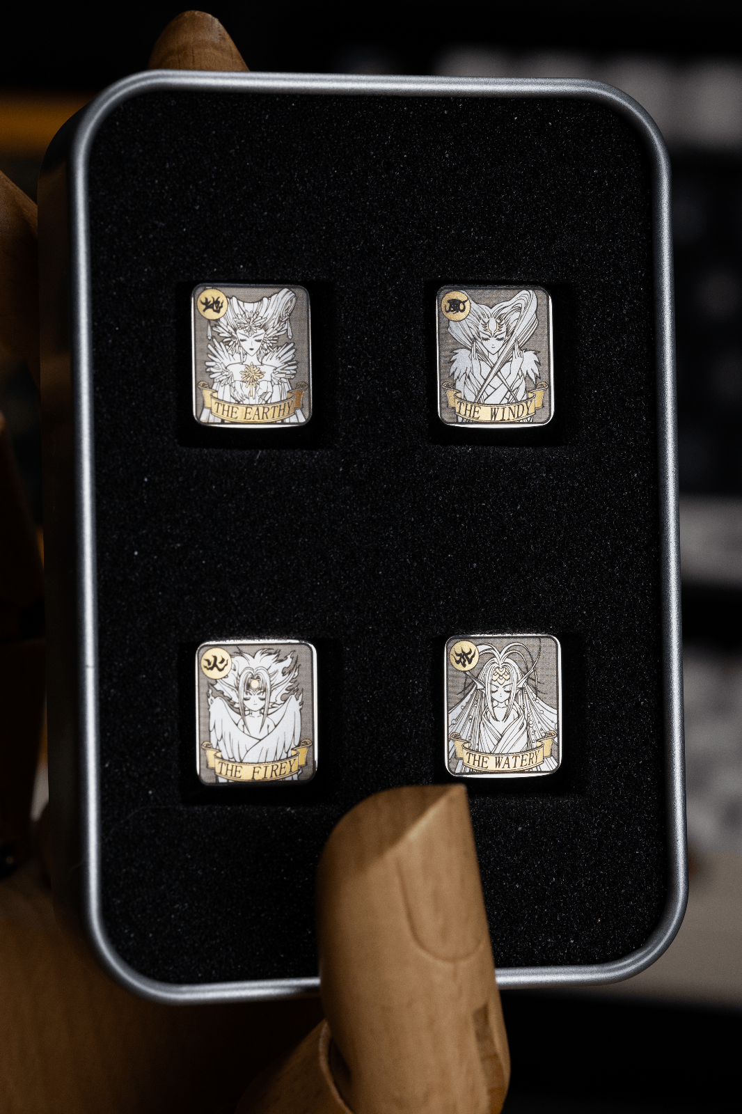 Cardcaptor Sakura, Clow Card series, 1U titanium alloy personalized keycaps, anime and game card culture creative metal carving decorative keycaps