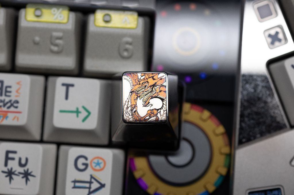 Yu-Gi-Oh! Card Game,Slifer the Sky Dragon,1 U titanium alloy personalized keycaps, anime and game culture creative art keycaps, mechanical keyboard decorative keycaps