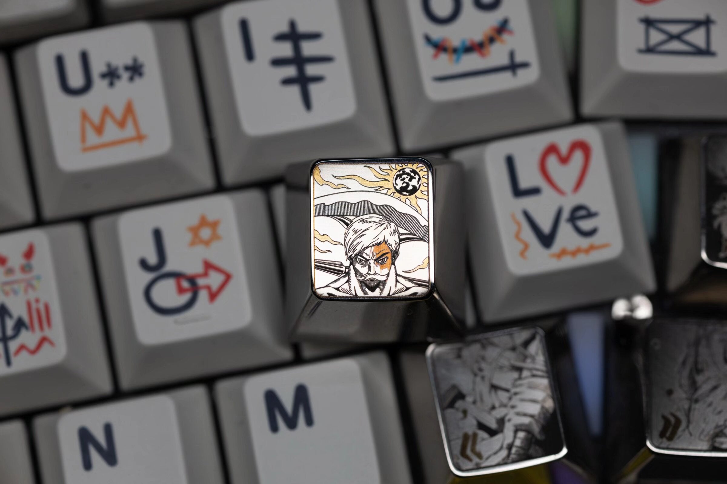 The Seven Deadly Sins,Escanor,1 U titanium alloy personalized keycaps, anime and game culture creative art keycaps, mechanical keyboard decorative keycaps