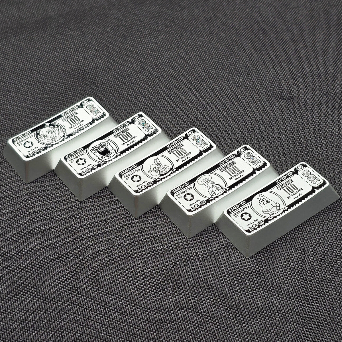 Anime themed design for US dollar bills, featuring aluminum alloy personalized keycaps, 2.25U personalized keycaps, and mechanical keyboard decorative keycaps