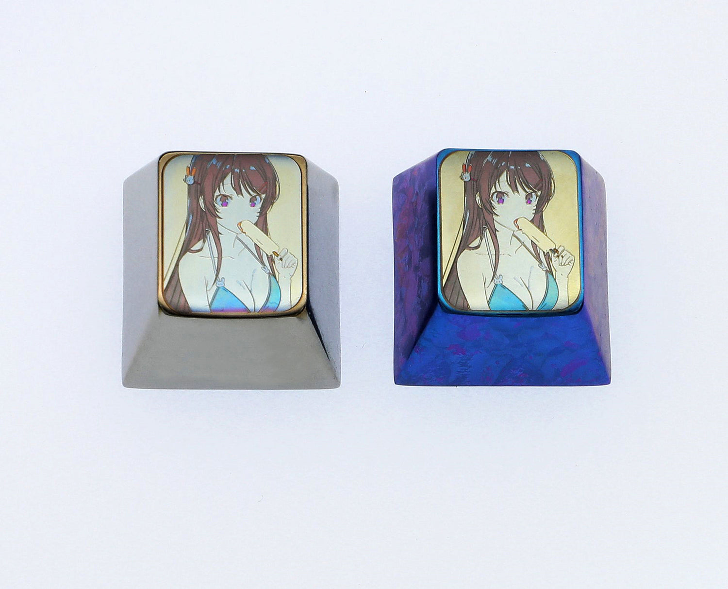 Sakurajima Mai, 1U titanium alloy personalized keycaps, metal carved keycaps around anime and game characters