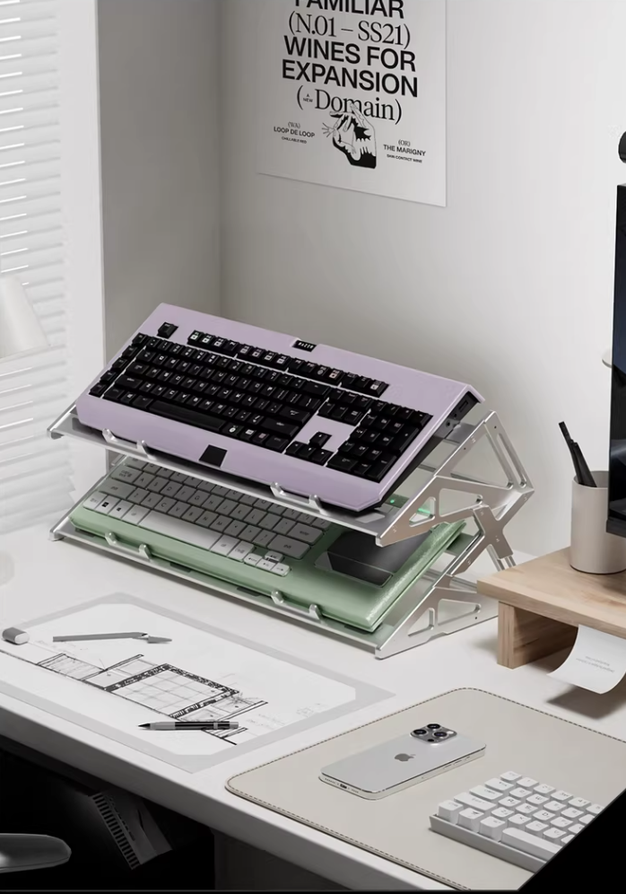 Customized metal anode keyboard bracket, customized mechanical keyboard display stand, double-layer and three-layer desktop storage and decoration bracket