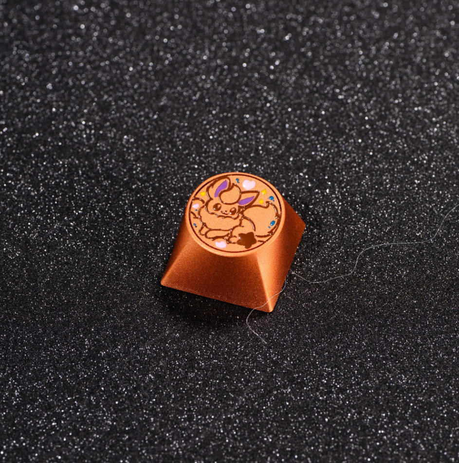 Pok é mon, Eevee series, aluminum alloy CNC circular button shaped personalized keycaps, mechanical keyboard metal decorative keycaps