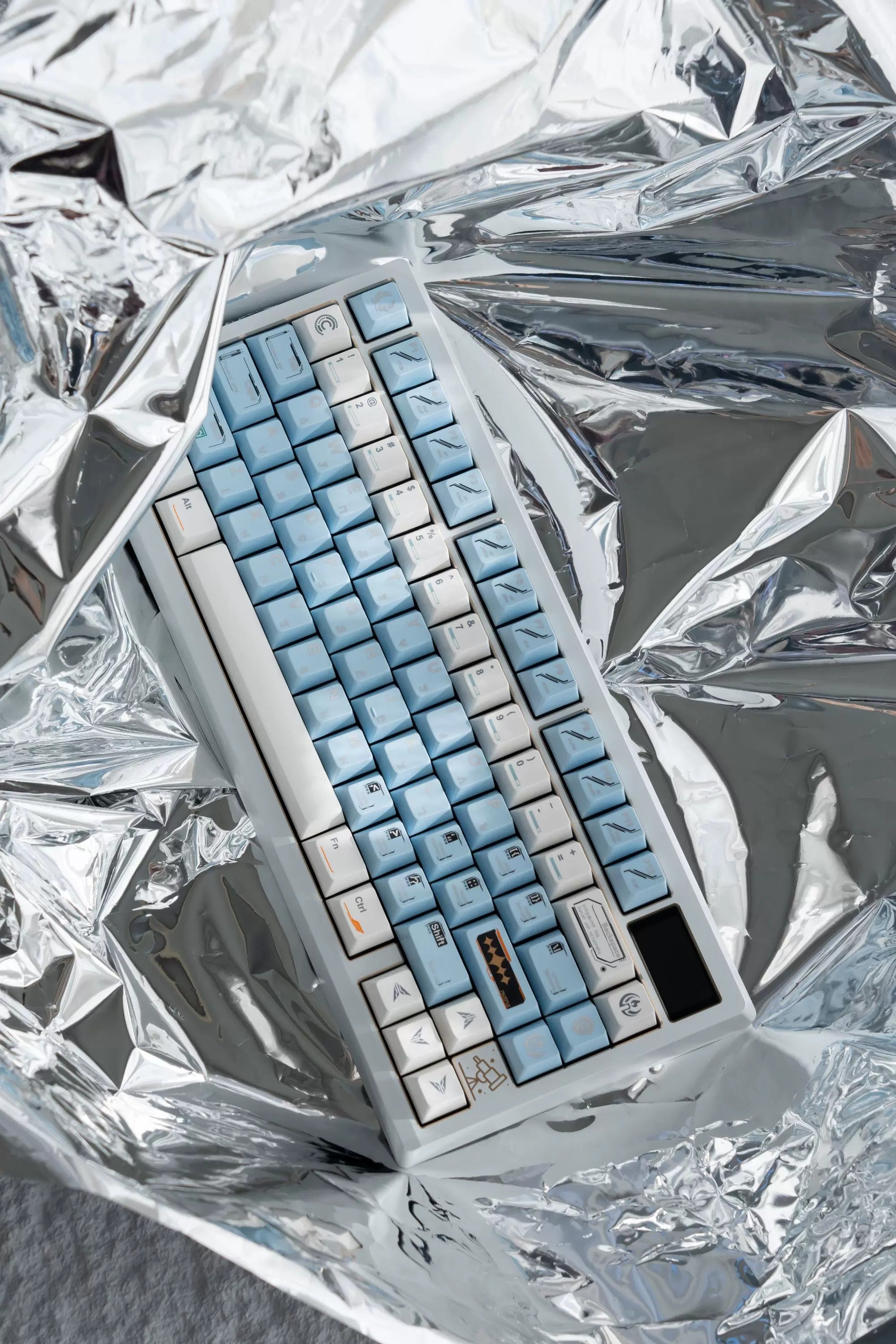 Space Station Theme SpaceStation Mechanical Keyboard Keycaps in Blue and White Color, Original Factory Height PBT Material Decorative Keycap Set