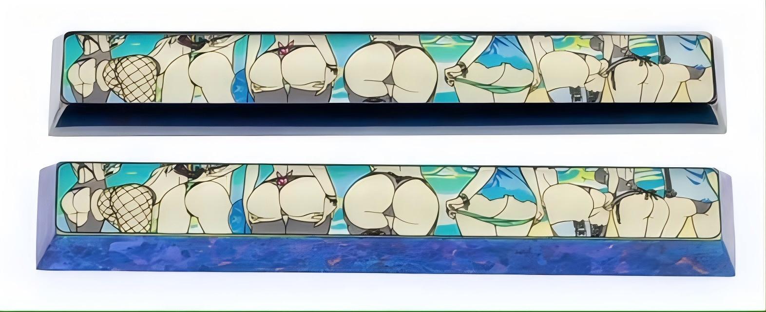 Space bar collection of beautiful girl buttocks keycaps, 6.25U/7U titanium alloy personalized keycaps, anime and game beautiful girl cultural and creative peripheral decorative keycaps.