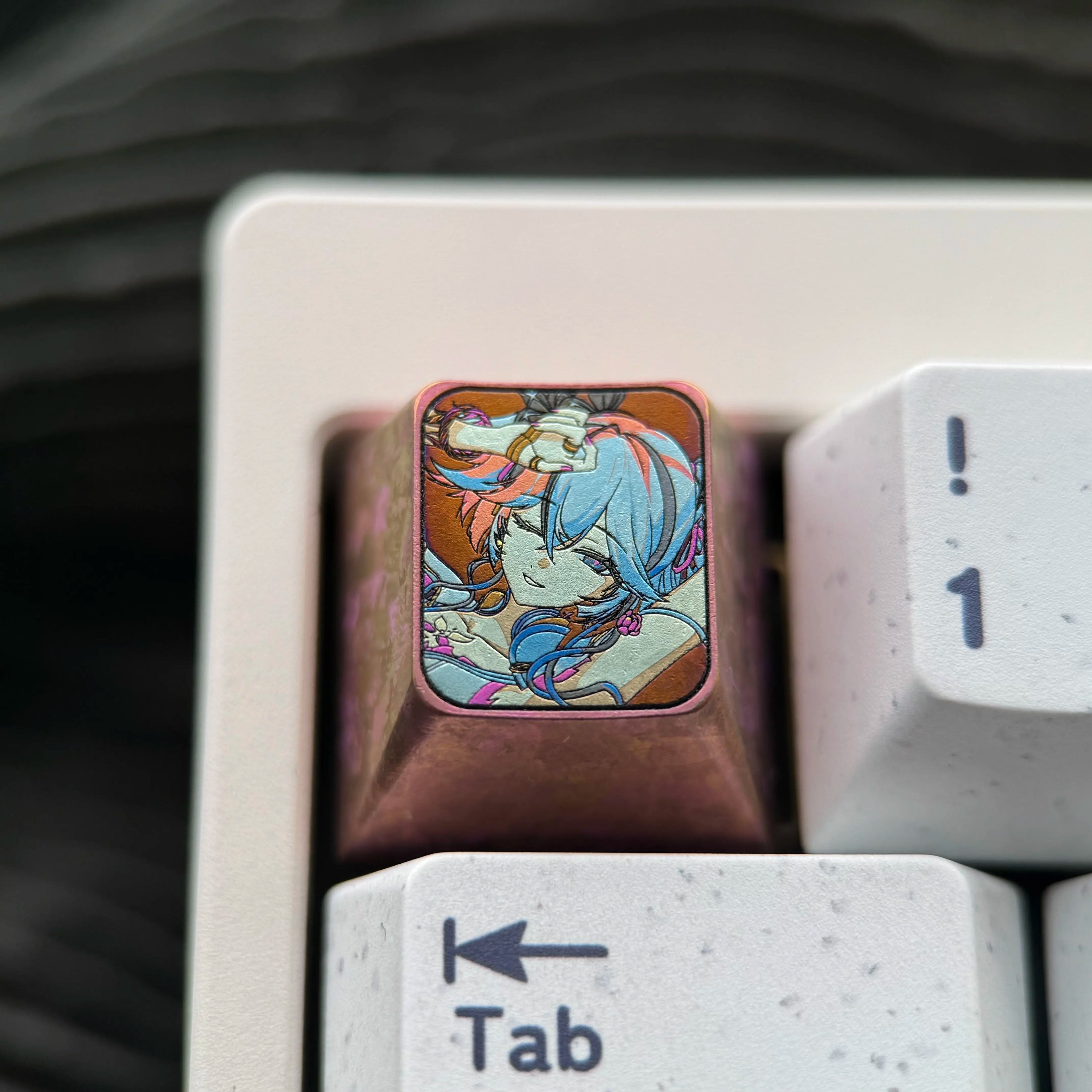 Wuthering Waves series, Camellya theme, 1U titanium alloy creative keycaps, personalized gaming keycaps, mechanical keyboards, metal decorative keycaps