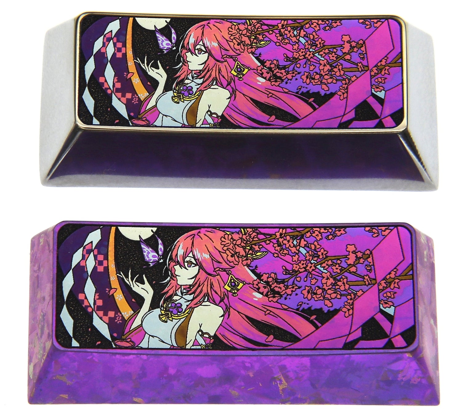Yae Miko, 2.25U titanium alloy personalized keycaps, metal keycaps around anime and game characters