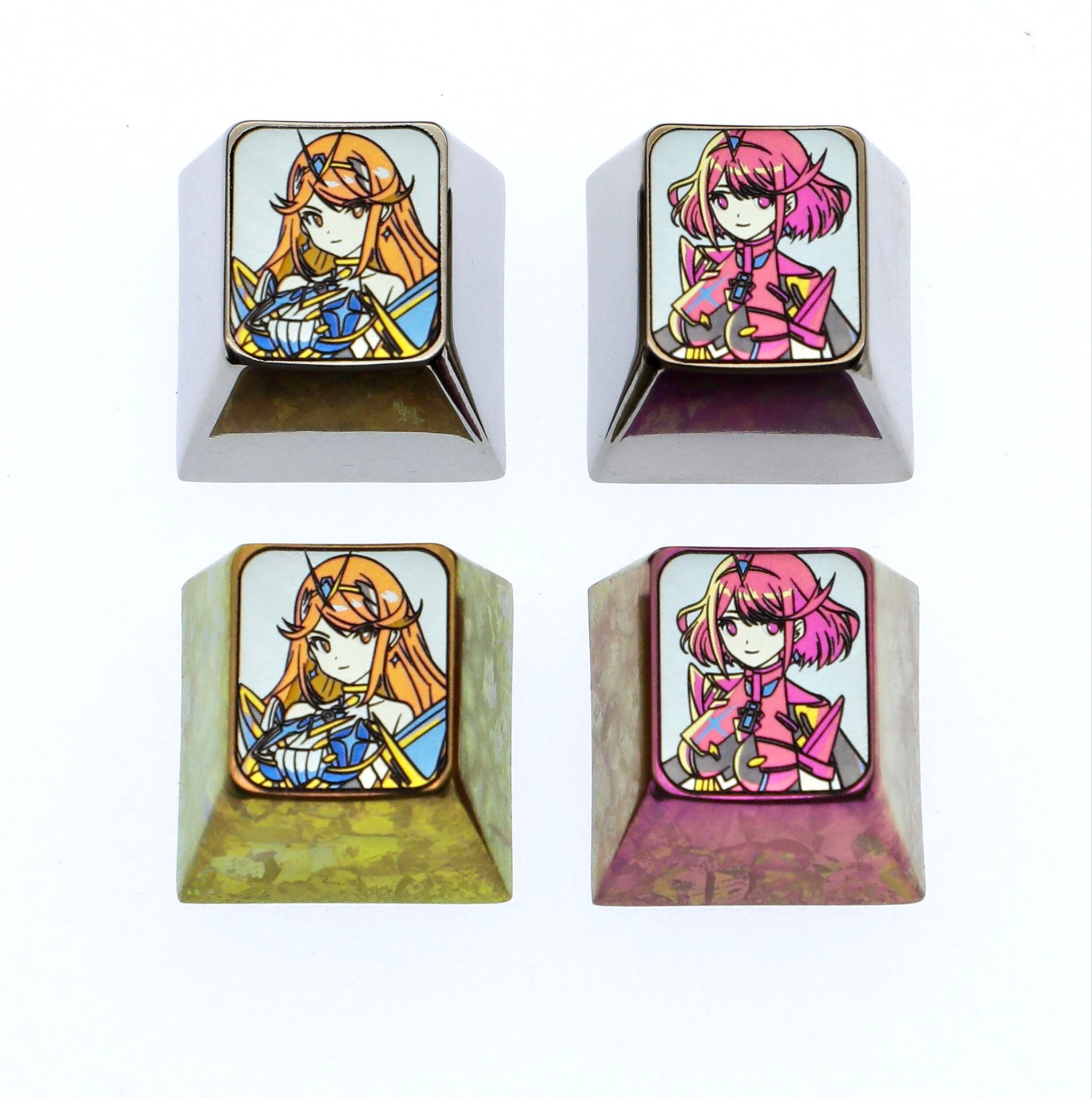 Xenoblade, 1U titanium alloy personalized keycaps, metal art keycaps around anime and game characters