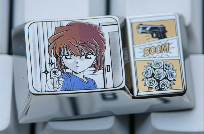 Detective Conan, Anita Hailey 1.75U ladder caps made of titanium alloy, featuring anime, gaming, cultural creativity, and personalized keycaps
