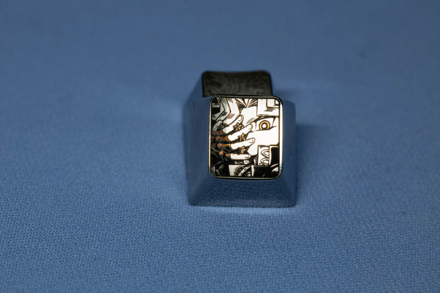 Yu-Gi-Oh! , Mutou Yūgi, Black and white 1U titanium alloy personalized keycaps, metal keycaps around anime and game characters