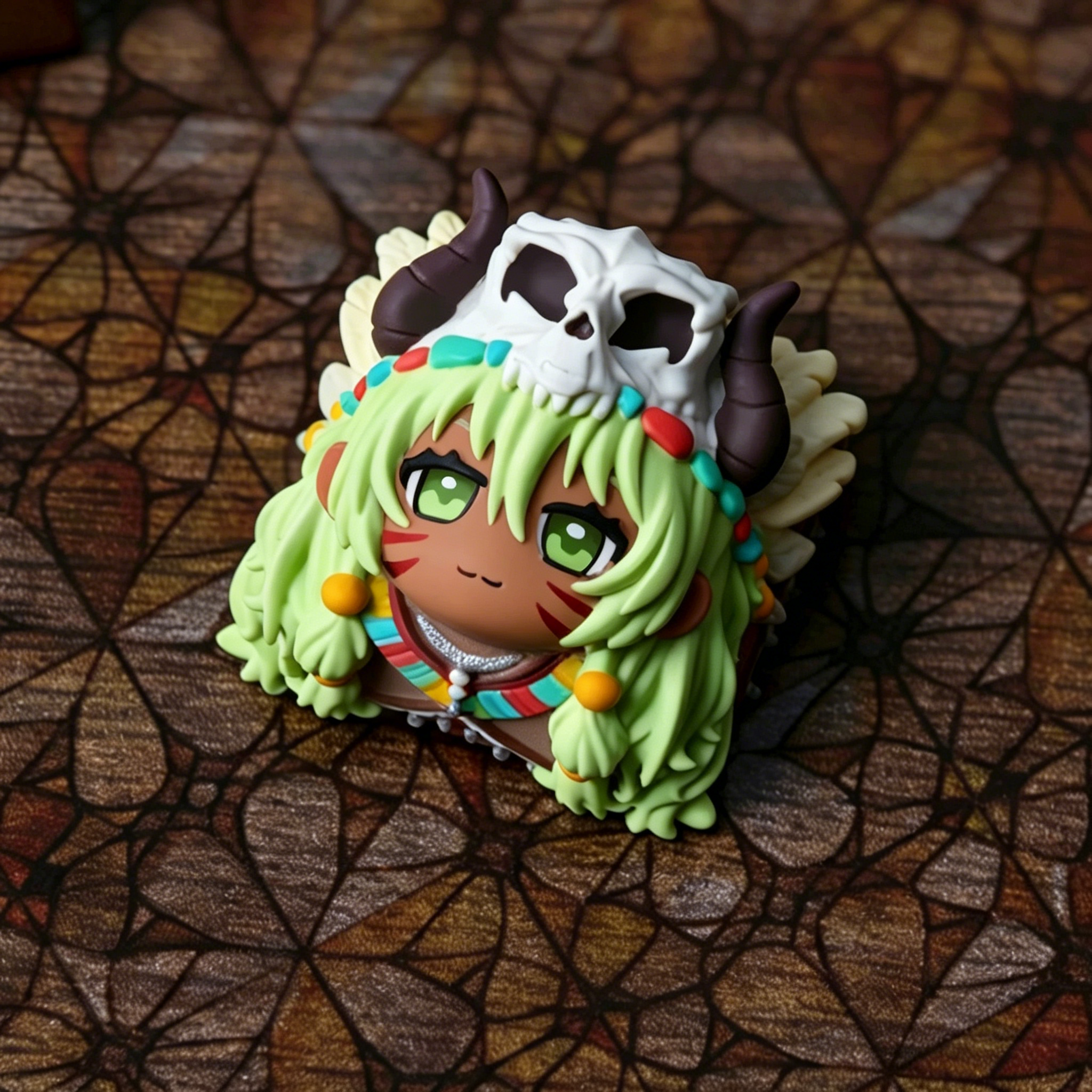 Tribal ethnic style, Hakuna Matata, Multi colored resin molding, handmade personalized keycaps, cartoon character creative mechanical keyboard decorative keycaps