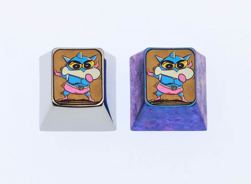 Crayon Shin chan, Action Kamen style 1U titanium alloy personalized keycap, anime and game metal carving cultural creative decoration keycap