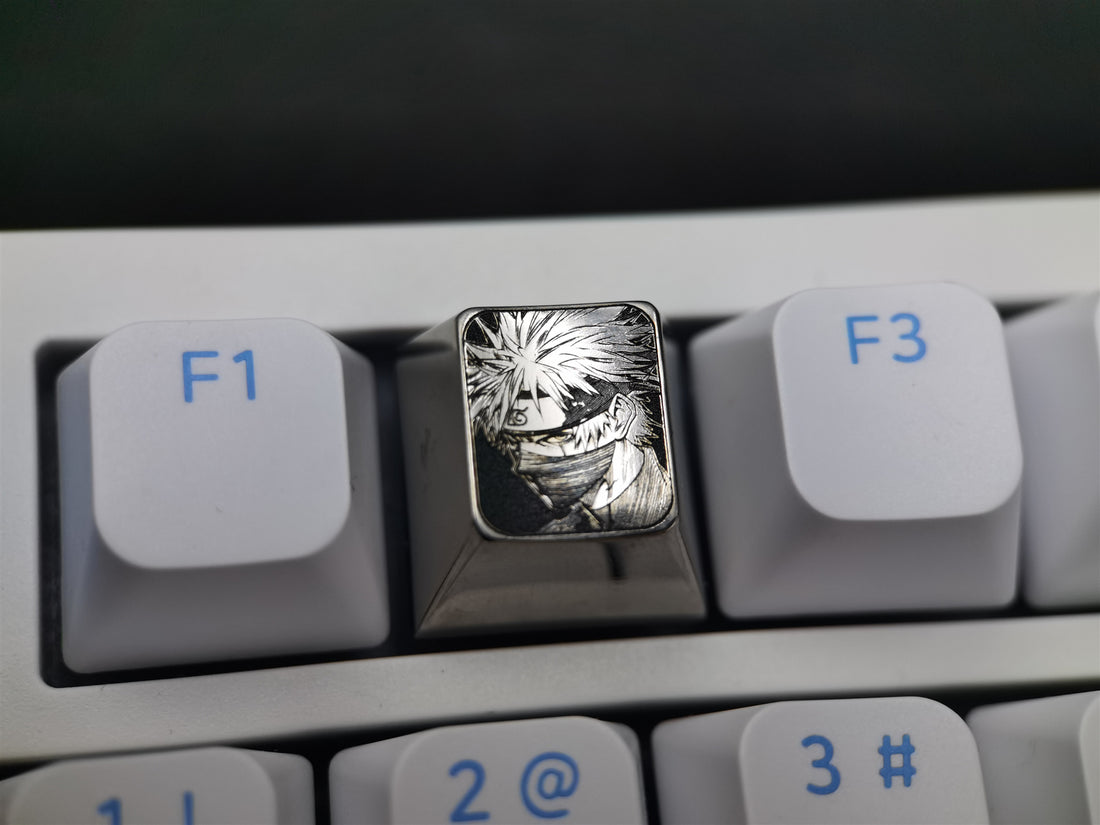 Naruto, Kakashi, titanium alloy carved keycaps, personalized keycaps, keyboard decorative keycaps