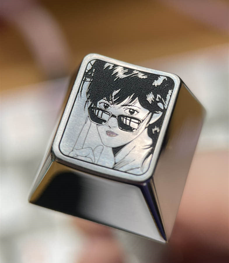 City Hunter,Makimura Kaori, Titanium alloy black and white carved keycaps. Personalized keycaps