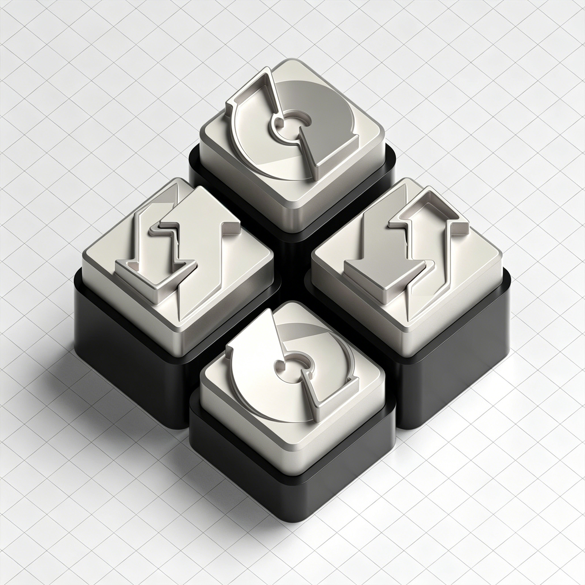 Rotating arrow metal personalized keycaps, zinc alloy decorative keycaps, minimalist design mechanical keyboard artistic keycaps