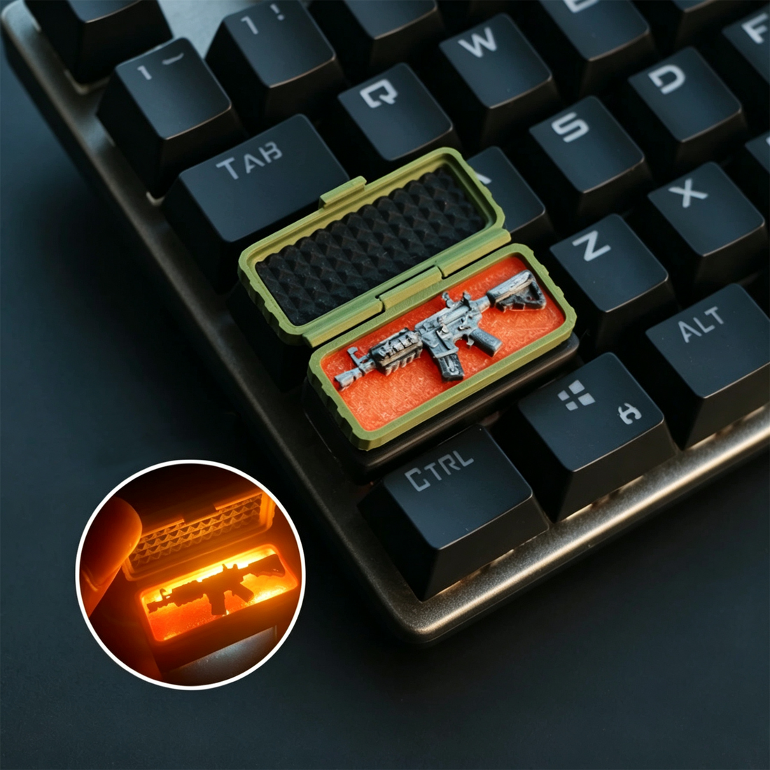CS2 military firebox, resin printing molding, cartoon resin decorative keycaps, FPS game culture creative keycaps, mechanical keyboard decorative keycaps.