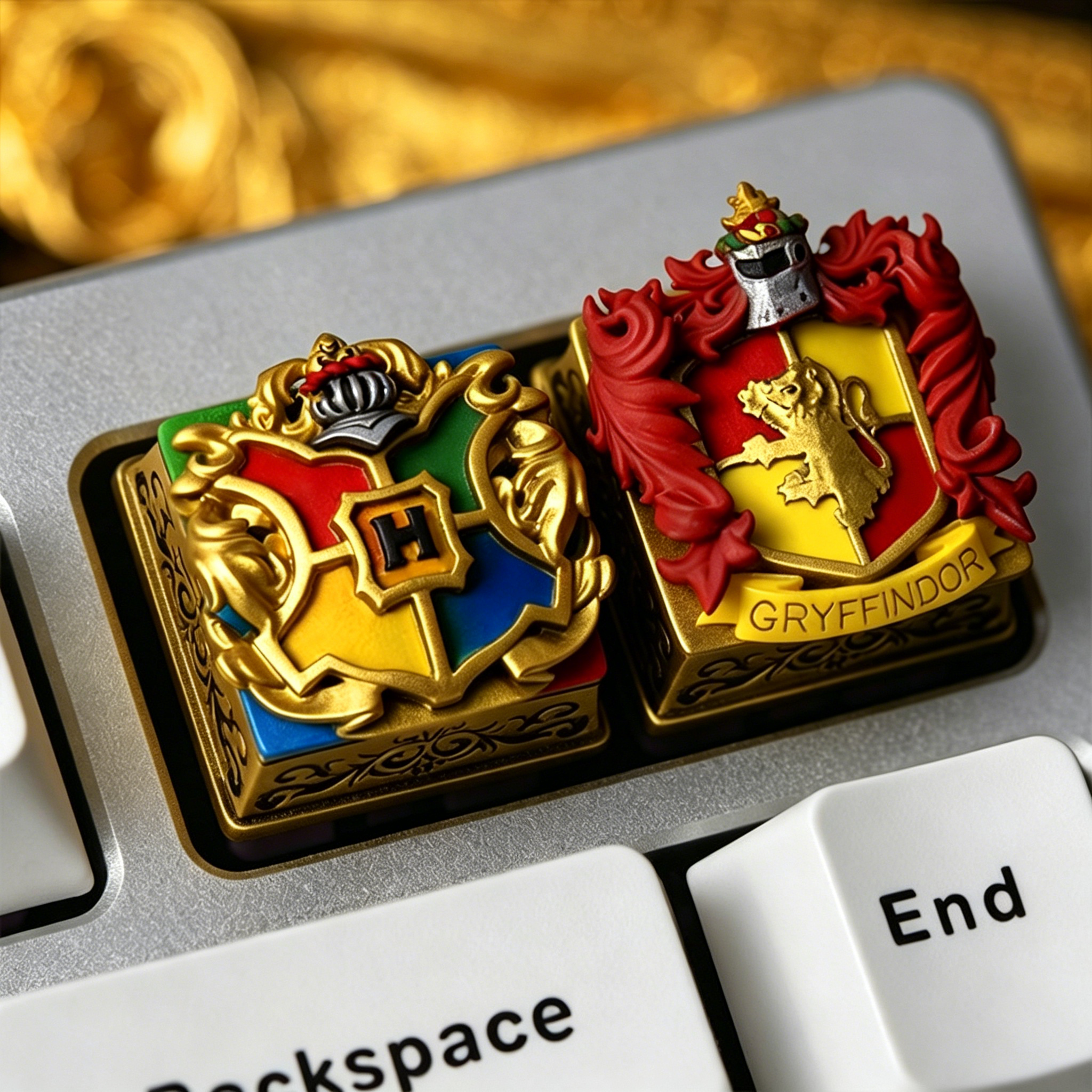 Harry Potter Academy badge, multi-color resin molded personalized keycaps, magical cartoon fantasy themed design mechanical keyboard decorative keycaps