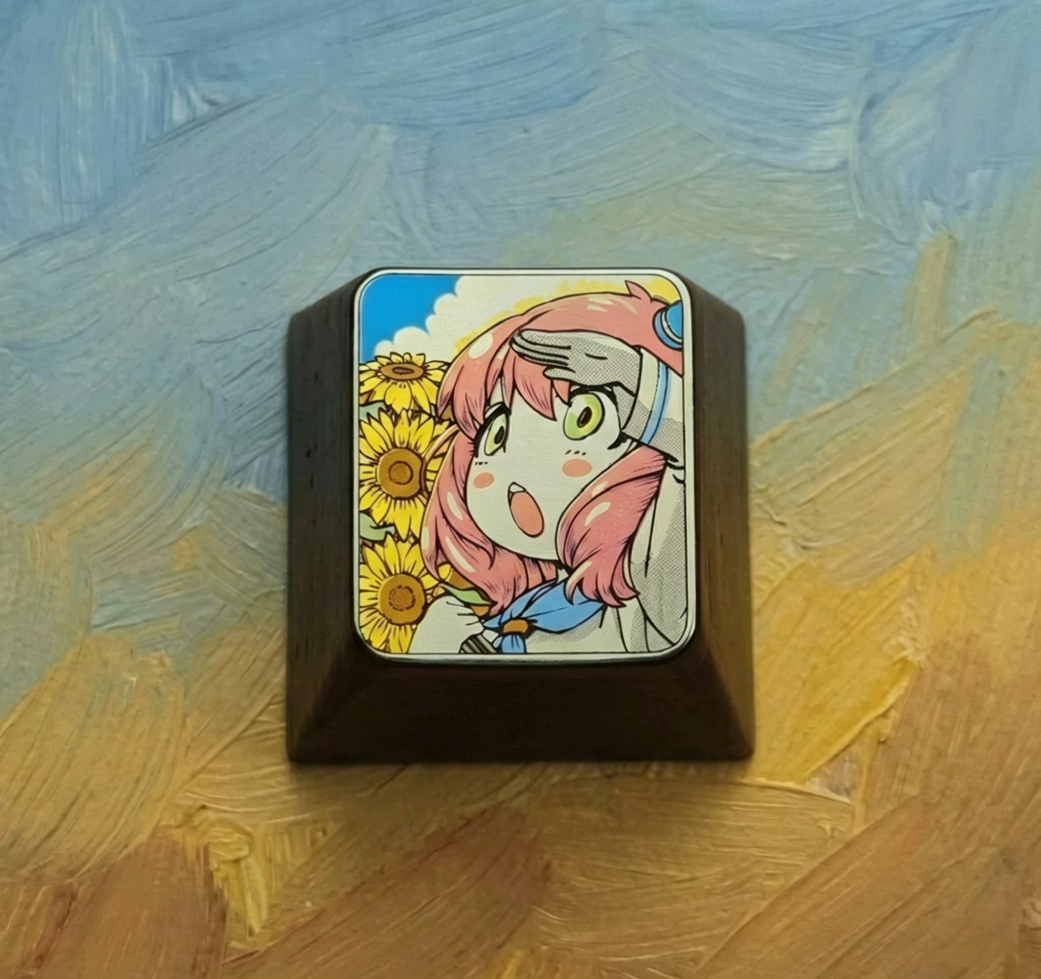 SPY × FAMILY, Anya Forger, 1U titanium alloy personalized keycaps, anime and game culture creative metal decorative keycaps, mechanical keycap art secondary creation keycaps