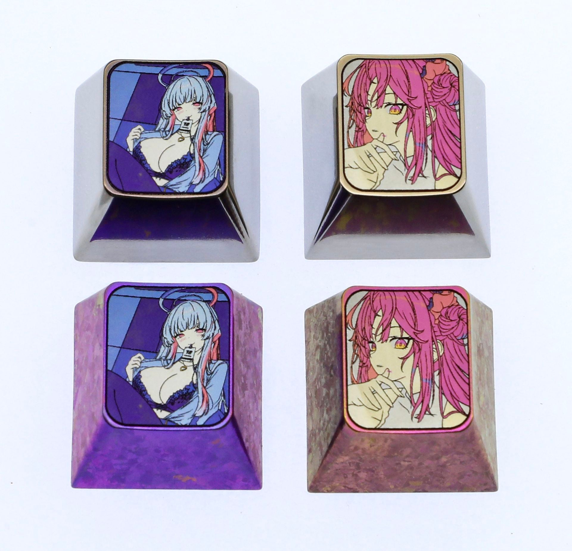 Blue Archive The Animation, 1U titanium alloy personalized keycaps, metal decorative keycaps, anime and game character art keycaps
