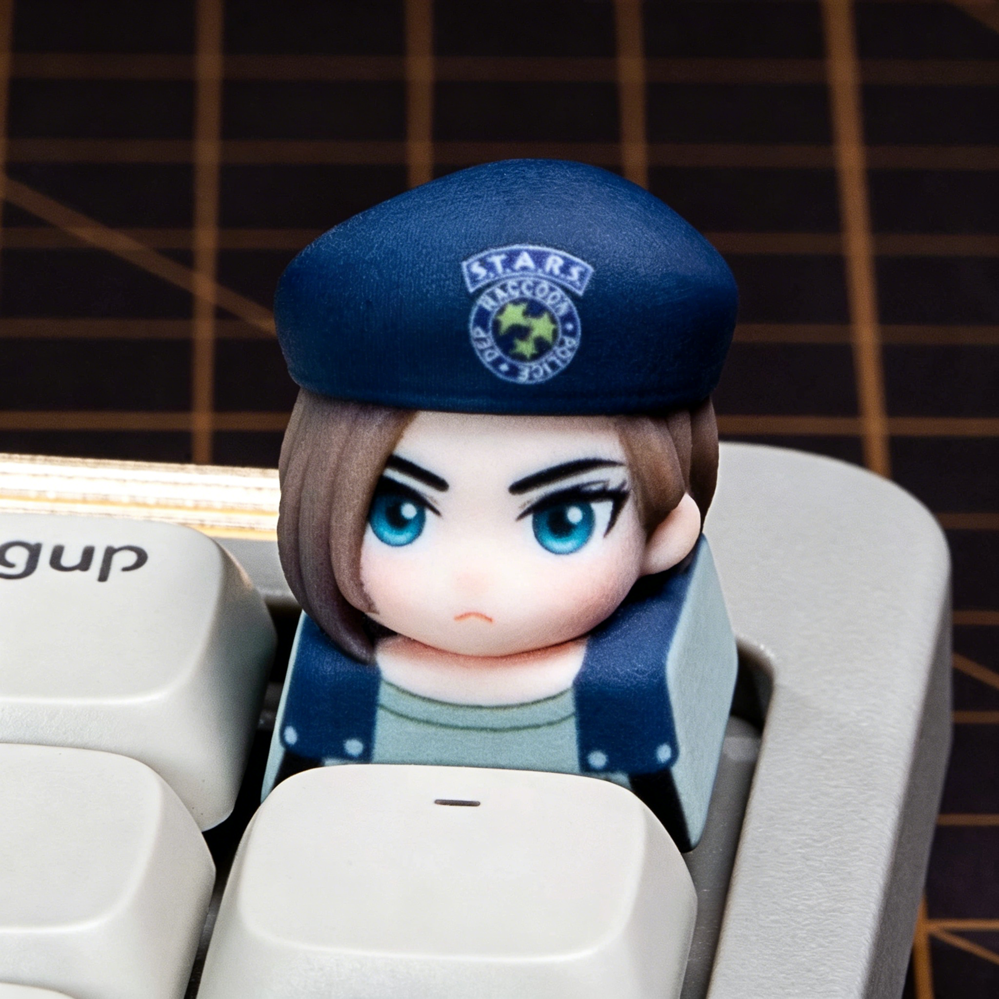 Resident Evil series, doujin character half body design multi-color resin personalized keycaps, anime game culture peripheral products keyboard decoration keycaps
