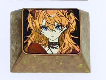 EVA, Asuka, 1U/1.25U titanium alloy personalized keycaps, metal decorative art keycaps around anime and game characters