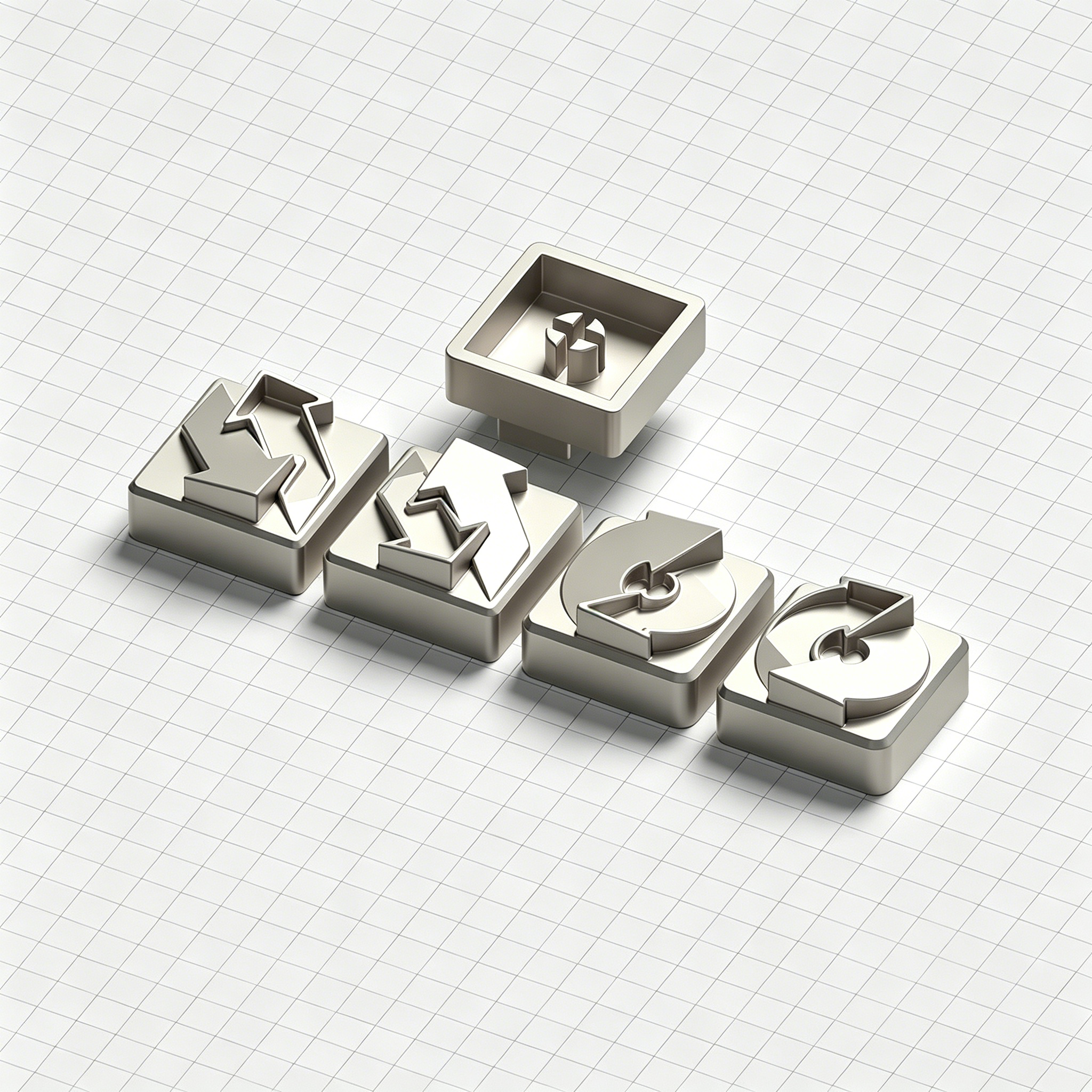 Rotating arrow metal personalized keycaps, zinc alloy decorative keycaps, minimalist design mechanical keyboard artistic keycaps