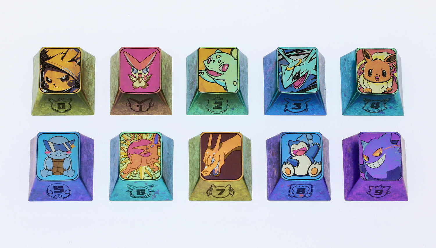 Pok é mon series titanium alloy carved 1U personalized keycaps, metal decorative keycaps, anime metal art keycaps