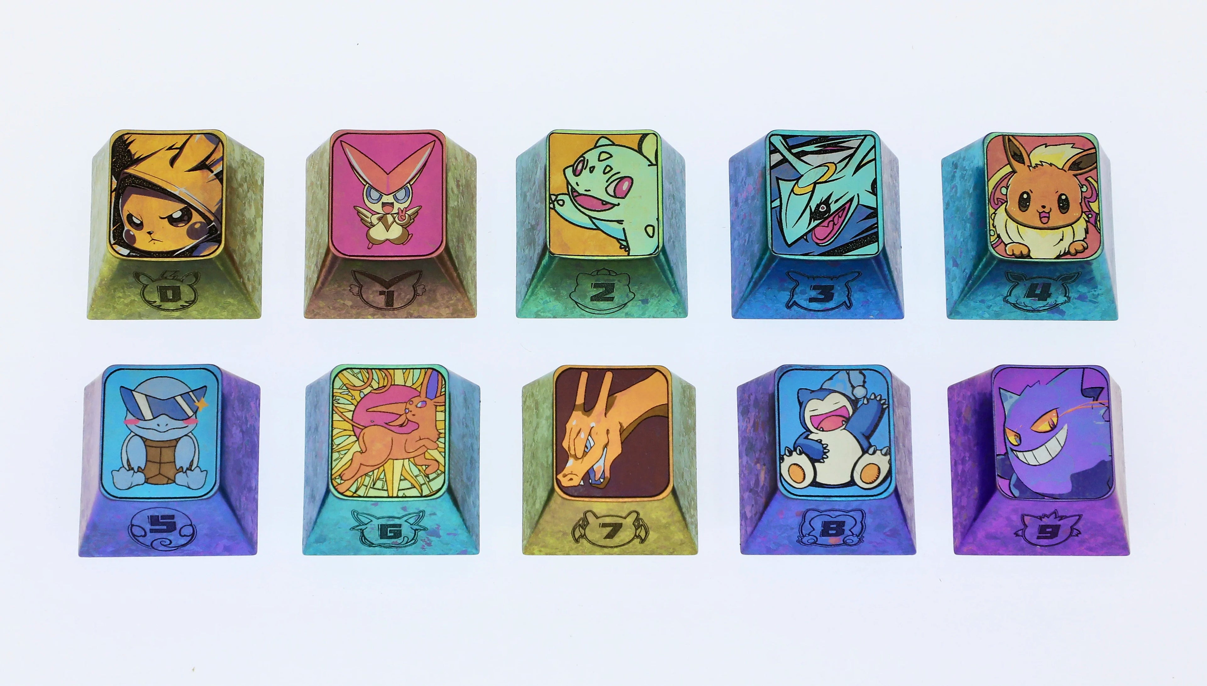 Pok é mon series titanium alloy carved 1U personalized keycaps, metal decorative keycaps, anime metal art keycaps