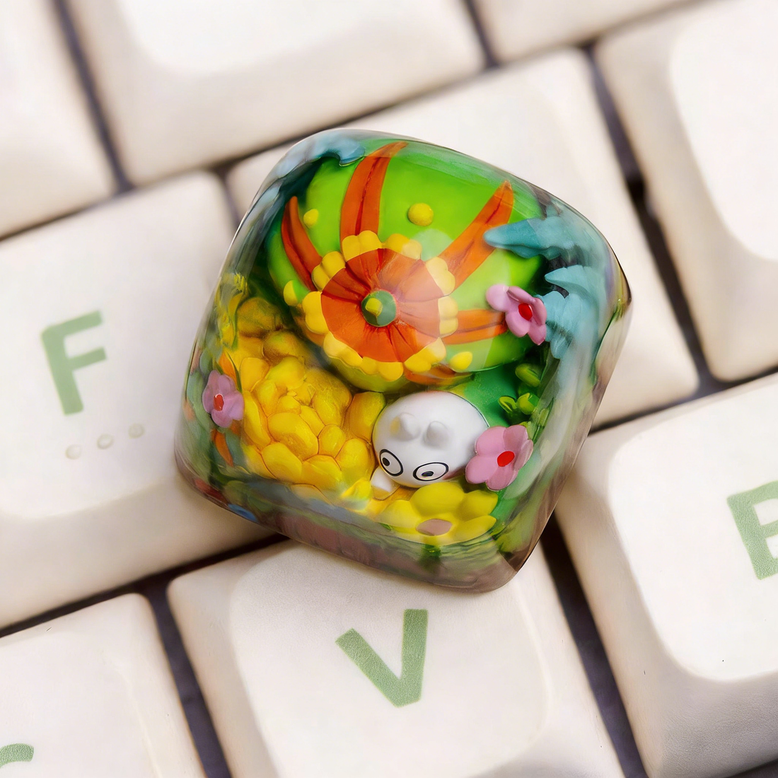 Succulent plant baby, original design crystal resin personalized keycaps, cartoon decorative keycaps, mechanical keyboard artistic keycaps