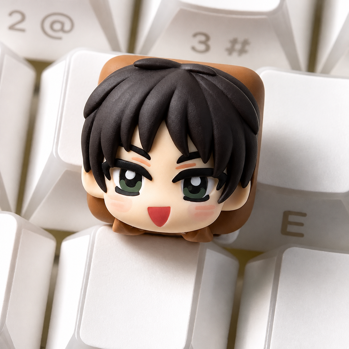 Attack on Titan cartoon main character design cute cartoon style resin molded personalized keycaps, mechanical keyboard resin decorative keycaps