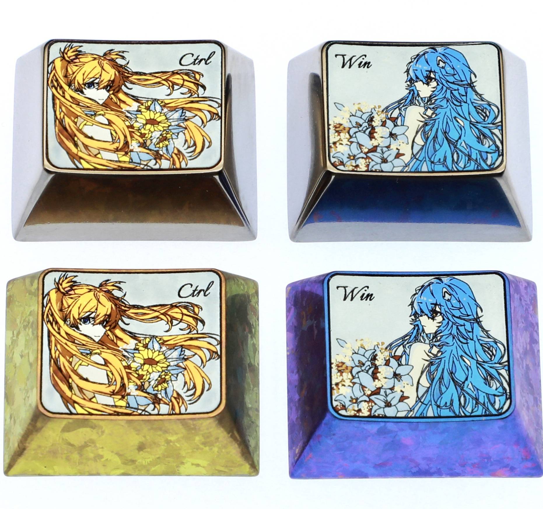 EVA,1.25U,Asuka, Ayanami Rei, anime and game character peripheral metal carving personalized keycaps