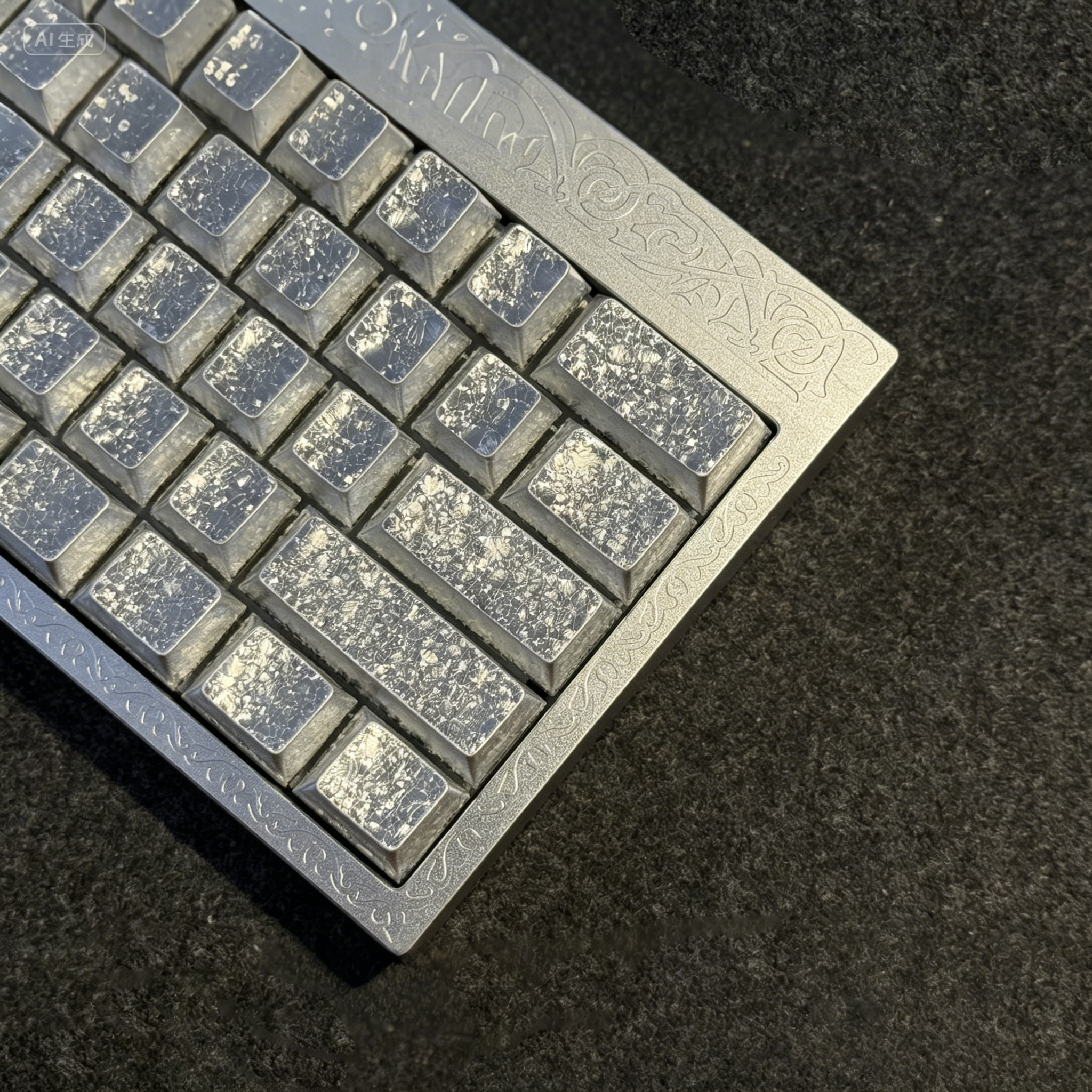 Frost ice crystal ice crack keycap metal texture PBT material decorative keycap original factory highly personalized metal paint artistic pattern keycap