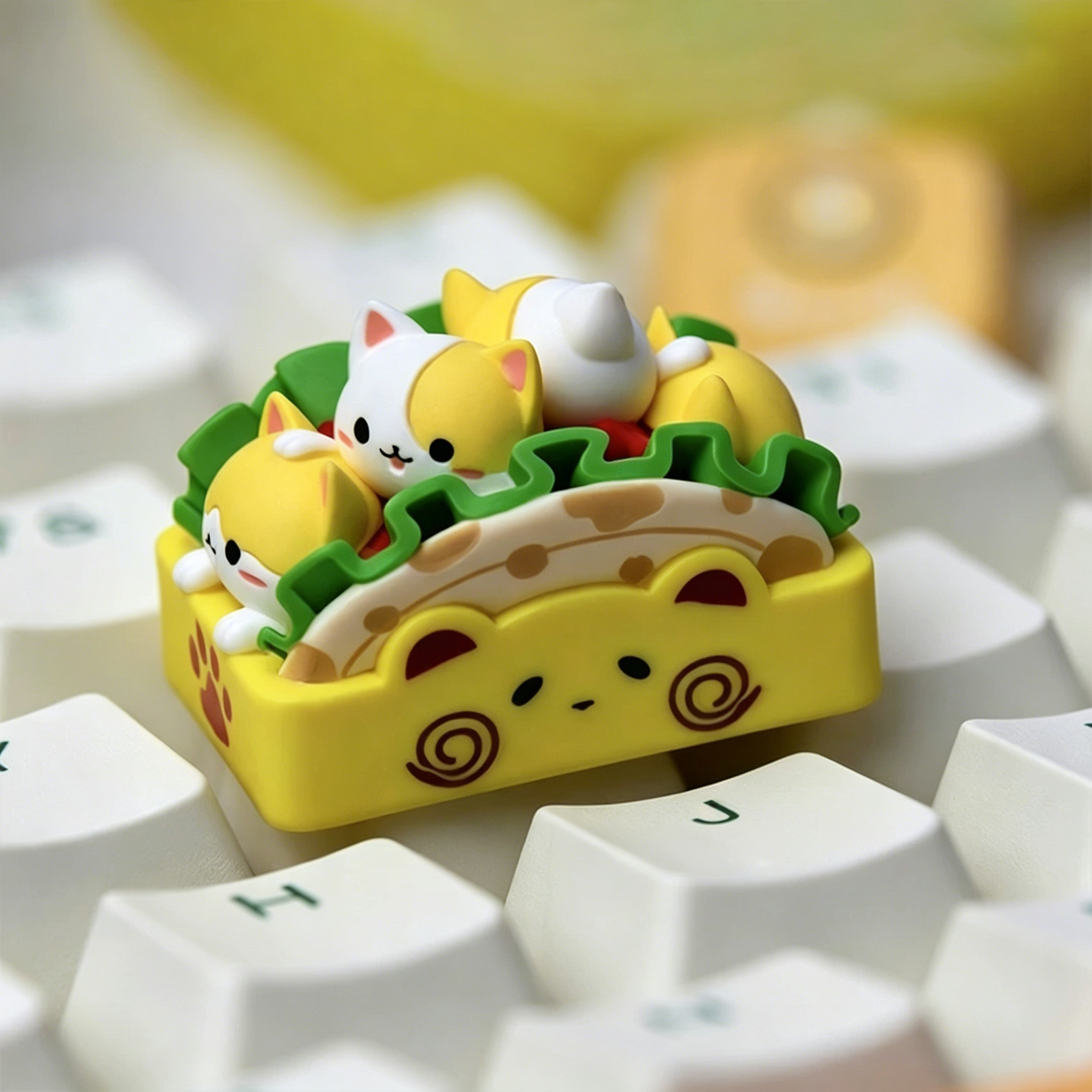 Cat roll 1.5U cute keycap original personalized customization multi-color resin mechanical keyboard decoration keycap