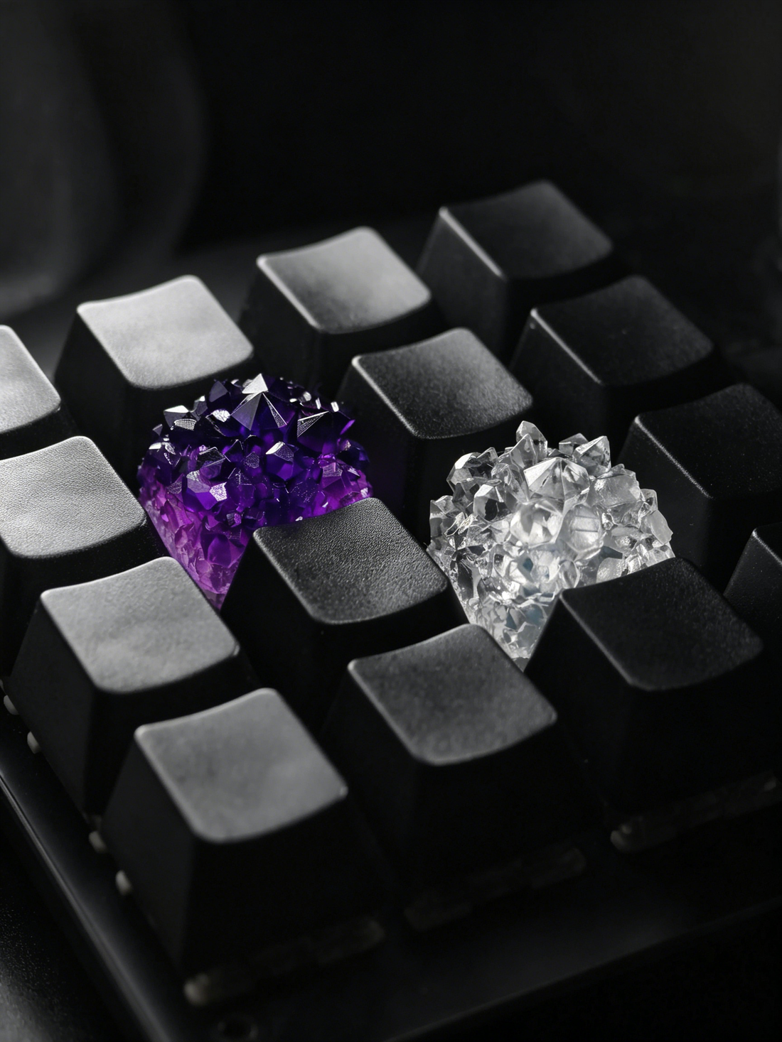 Crystal ore, amethyst ore, rare mineral shaped personalized keycaps, handmade resin creative keycaps, mechanical keyboard decorative keycaps