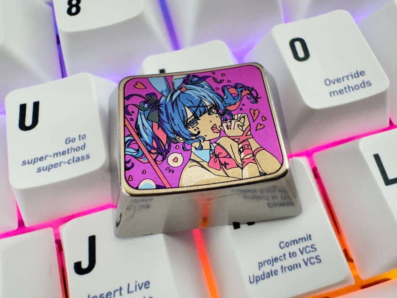 Rabbit Hole, 1.25U/1.75U titanium alloy personalized keycaps, decorative keycaps, anime music peripheral metal keycaps