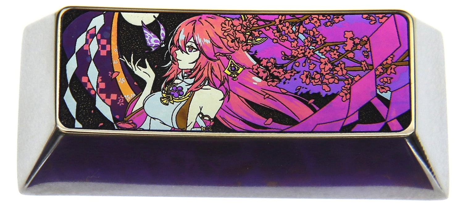 Yae Miko, 2.25U titanium alloy personalized keycaps, metal keycaps around anime and game characters
